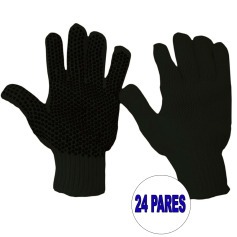Kit 24 pares de luvas de malha pigmentada tricotada preta Kit 24 pares de luvas de malha pigmentada tricotada preta