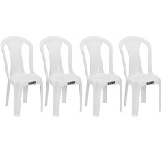 Kit 4 cadeiras plásticas sem braço bistrô - Pratagy Kit 4 cadeiras plásticas sem braço bistrô - Pratagy