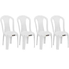 Kit 4 cadeiras plásticas sem braço bistrô - Pratagy