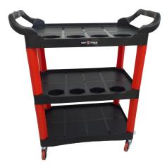 Carrinho para trabalhos automotivos 3 bandejas - detailers red & shine Carrinho para trabalhos automotivos 3 bandejas - detailers red & shine