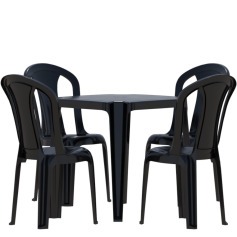 Conjunto de mesa Coruripe com 4 cadeiras plsticas sem brao