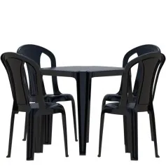 Conjunto de mesa Coruripe com 4 cadeiras plásticas sem braço