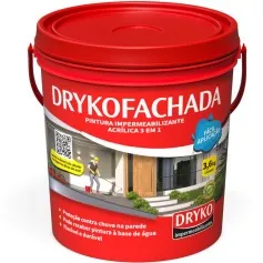 Impermeabilizante líquido 3,6 litros 3 em 1 para fachadas - DRYKOFACHADA
