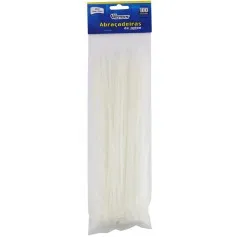 Abraçadeira de nylon branca 3,6 mm x 25 cm com 100 peças