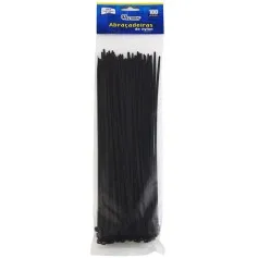 Abraçadeira de nylon preta 3,6 mm x 25 cm com 100 peças