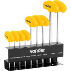 Jogo de chave hexalobular em arma��o T10 � T50 com 9 pe�as