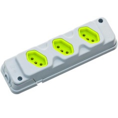 Tomada em barra para extenso com 3 tomadas 2P+T 20A cinza/verde - Robust