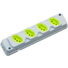 Tomada em barra para extensão com 4 tomadas 2P+T 20A cinza/verde - Robust