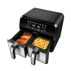 Fritadeira elétrica sem óleo Air Fryer Dual com cesto duplo 8L 2000 Watts - AFD-01-BI
