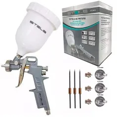Pistola de pintura tipo gravidade com 3 bicos e caneca 600 ml -5731455 