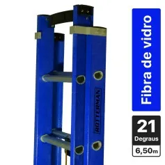 Escada de fibra de vidro extensível 3,8 x 6,5 m 21 degraus - Premium