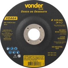 Disco de desbaste para metal 115 x 6,4  x 22,23 mm - VDA64 Disco de desbaste para metal 115 x 6,4  x 22,23 mm - VDA64