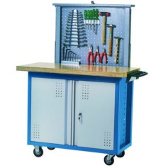 Bancada mvel com 2 portas e tampo de madeira + painel retrtil - 2007