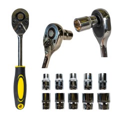 Jogo de soquete sextavado 10 a 22 mm encaixe 1/2