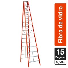 Escada tesoura dupla em fibra de vidro 15 degraus 4,50 m - ESC15450 Escada tesoura dupla em fibra de vidro 15 degraus 4,50 m - ESC15450