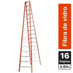 Escada tesoura dupla em fibra de vidro 16 degraus 4,80 m - ESC16480