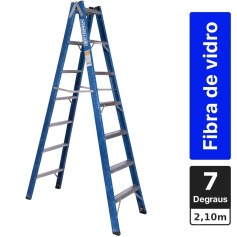 Escada tesoura dupla em fibra de vidro 7 degraus 2,10 m - Premium Escada tesoura dupla em fibra de vidro 7 degraus 2,10 m - Premium