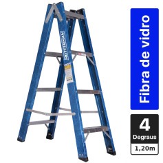 Escada tesoura dupla em fibra de vidro 4 degraus 1,2 m - Premium Escada tesoura dupla em fibra de vidro 4 degraus 1,2 m - Premium