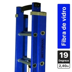 Escada de fibra de vidro extensível 3,5 x 5,9 m 19 degraus - Premium Escada de fibra de vidro extensível 3,5 x 5,9 m 19 degraus - Premium