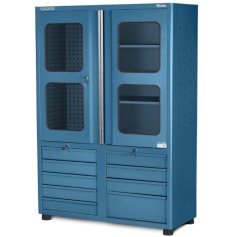 Armrio para ferramentas com 3 prateleiras 9 gavetas e portas de vidro - AM-1023