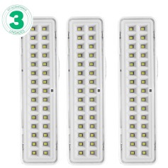 Kit 3 Luminárias de emergência 30 Leds branca Kit 3 Luminárias de emergência 30 Leds branca