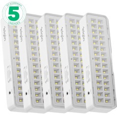 Kit 5 Luminárias de emergência 30 Leds branca Kit 5 Luminárias de emergência 30 Leds branca