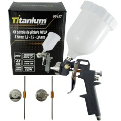 Pistola de pintura HVLP tipo gravidade com 3 bicos 1,2/1,5 e 1,8mm - 05457
