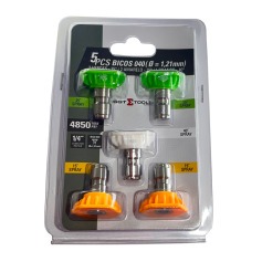 Jogo com 5 bicos 040 diâmetro 1,21 mm Jogo com 5 bicos 040 diâmetro 1,21 mm