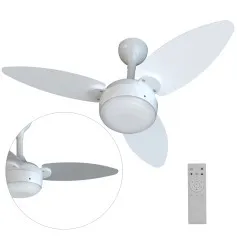 Ventilador de teto 3 pás Inverter dupla face branco/cinza com controle remoto - Elluz