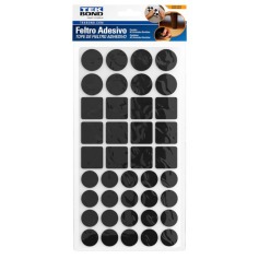 Feltro protetor adesivo com formatos sortidos preto 40 unidades Feltro protetor adesivo com formatos sortidos preto 40 unidades