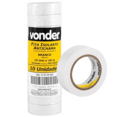 Fita isolante branca 19 mm x 10 m com 10 unidades  Fita isolante branca 19 mm x 10 m com 10 unidades