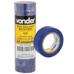 Fita isolante azul 19 mm x 10 m com 10 unidades 