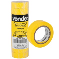 Fita isolante amarela 19 mm x 10 m com 10 unidades Fita isolante amarela 19 mm x 10 m com 10 unidades