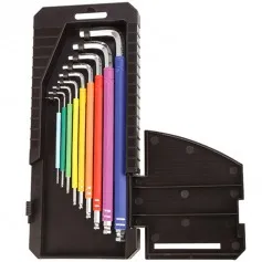 Jogo de chave allen abaulada longa 1,5 a 10 mm 9 peças colorida com estojo  - 08027