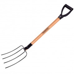 Forcado reto de arame 4 dentes em a�o com cabo de madeira 71 cm