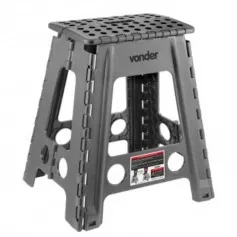 Banqueta plástica dobrável cinza 450 mm