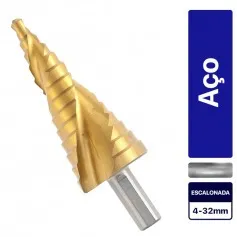 Broca escalonada aço rápido 4 a 32 mm - 723599
