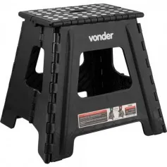 Banqueta plástica dobrável preta 360 mm