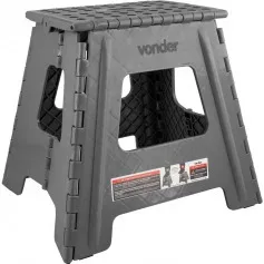 Banqueta plástica dobrável cinza 360 mm