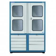 Armrio para ferramentas com 2 prateleiras 9 gavetas e portas de vidro - AM-68