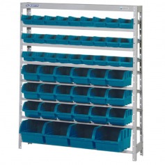 Estante metálica com 49 gavetas azul medidas diversas - EM49A Estante metálica com 49 gavetas azul medidas diversas - EM49A
