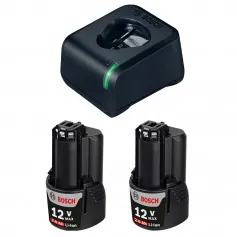 Carregador de baterias 12 Volts + 2 baterias lítio 12V 2.0Ah Starter Kit