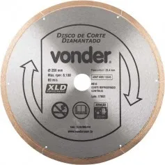 Disco diamantado liso 250 mm para porcelanato 