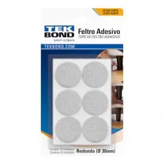 Feltro protetor adesivo redondo 30 mm com 12 unidades