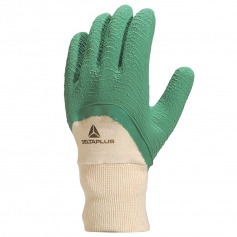 Luva de algodão revestida em látex corrugado verde G Luva de algodão revestida em látex corrugado verde G