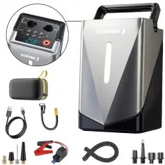 Auxiliar de partida portátil a bateria com compressor integrado e acessórios - BOM-8910
