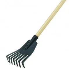 Mini vassoura tipo ancinho em plástico com cabo - FJ-1031