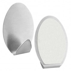 Gancho adesivo oval em inox com 2 peas