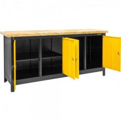 Bancada fechada com tampo de madeira 4 portas 2000 x 920 x 600 mm Bancada fechada com tampo de madeira 4 portas 2000 x 920 x 600 mm