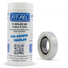 Fita adesiva 12 mm x 33 m com 10 peas cristal - 10100501